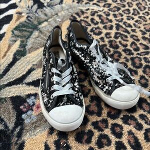 Black and Silver Sequin Sneakers